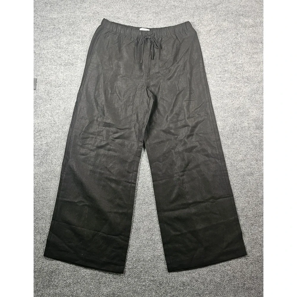 Aritzia Lodge Linen Wide Leg Pants Large Black